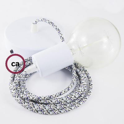 Pendel único, lámpara colgante cable textil Pixel Hielo RX04