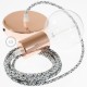 Pendel único, lámpara colgante cable textil Pixel Hielo RX04