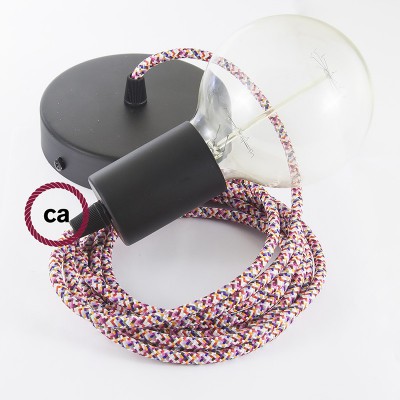 Pendel único, lámpara colgante cable textil Pixel Fuchsia RX00