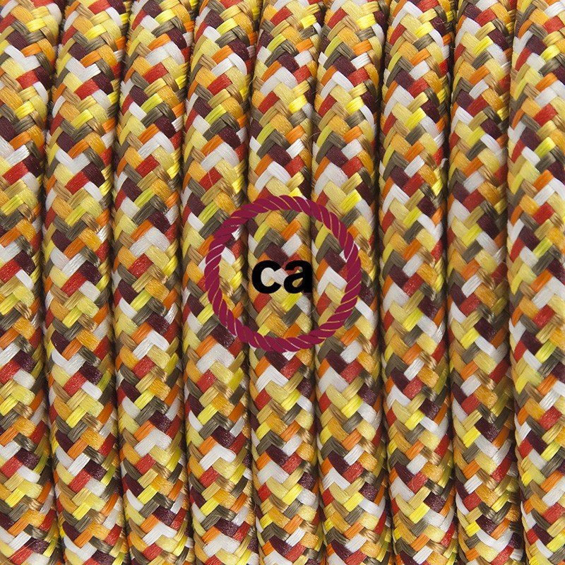 Pendel único, lámpara colgante cable textil Pixel Naranja RX01