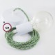 Pendel único, lámpara colgante cable textil Pixel Verde RX05
