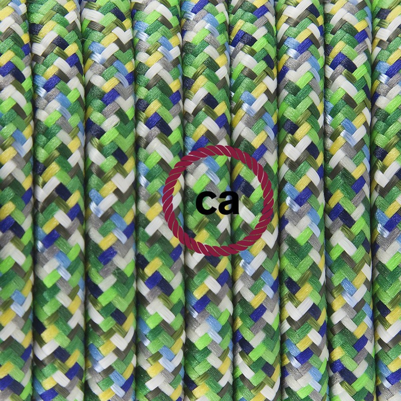 Pendel único, lámpara colgante cable textil Pixel Verde RX05