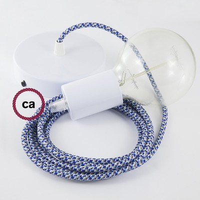 Pendel único, lámpara colgante cable textil Pixel Turquesa RX03