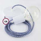 Pendel único, lámpara colgante cable textil Pixel Turquesa RX03