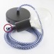 Pendel único, lámpara colgante cable textil Pixel Turquesa RX03
