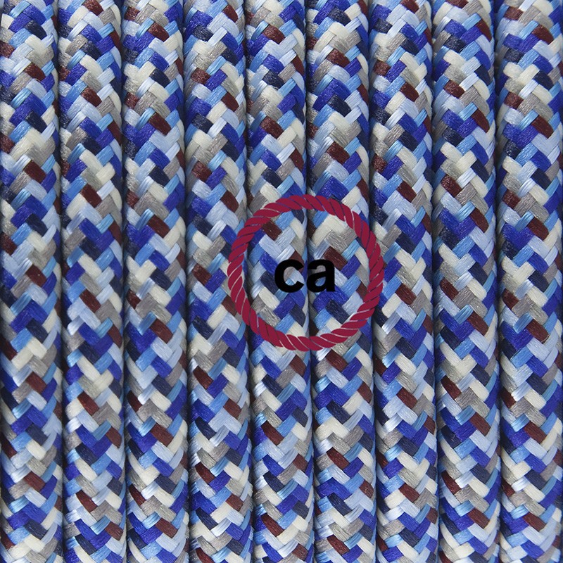 Pendel único, lámpara colgante cable textil Pixel Turquesa RX03