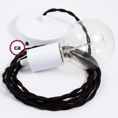 Pendel único, lámpara colgante cable textil Negro en Algodón TC04