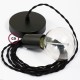 Pendel único, lámpara colgante cable textil Negro en Algodón TC04