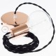 Pendel único, lámpara colgante cable textil Negro en Algodón TC04