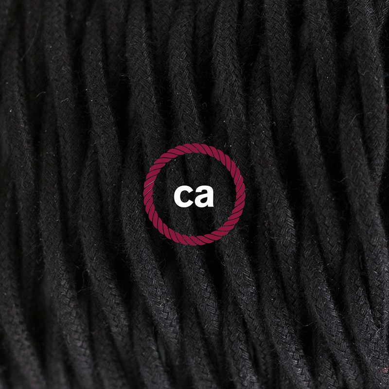 Pendel único, lámpara colgante cable textil Negro en Algodón TC04