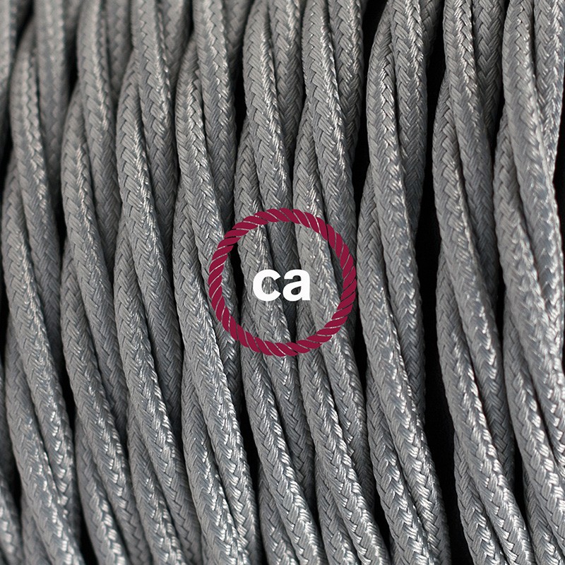 Pendel único, lámpara colgante cable textil Plateado en tejido Efecto Seda TM02