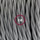 Pendel único, lámpara colgante cable textil Plateado en tejido Efecto Seda TM02