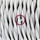 Pendel único, lámpara colgante cable textil Blanco en tejido Efecto Seda TM01