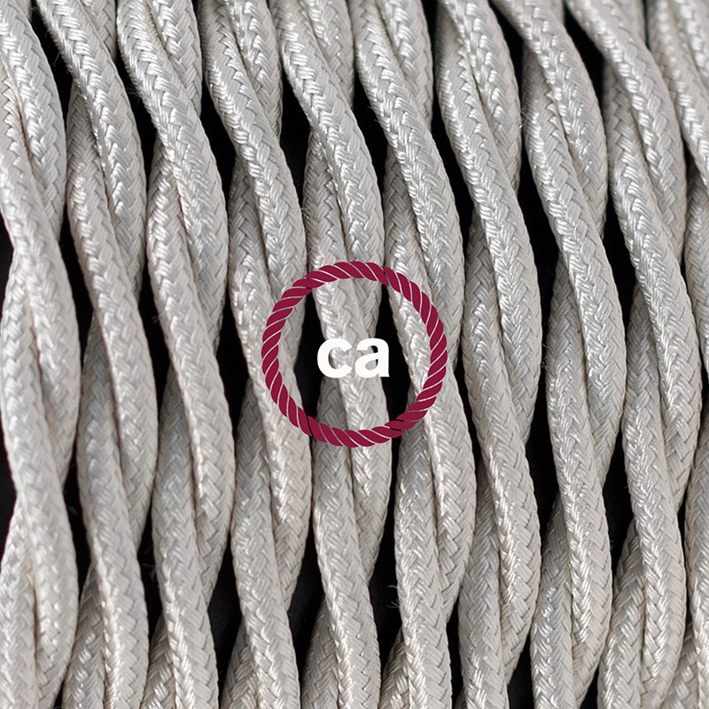 Pendel único, lámpara colgante cable textil Marfil en tejido Efecto Seda TM00