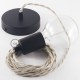 Pendel único, lámpara colgante cable textil Gris pardo en Algodón TC43