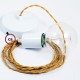 Pendel único, lámpara colgante cable textil Dorado en tejido Efecto Seda TM05
