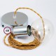 Pendel único, lámpara colgante cable textil Dorado en tejido Efecto Seda TM05