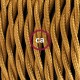 Pendel único, lámpara colgante cable textil Dorado en tejido Efecto Seda TM05