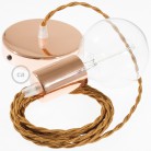 Pendel único, lámpara colgante cable textil Whiskey en tejido Efecto Seda TM22