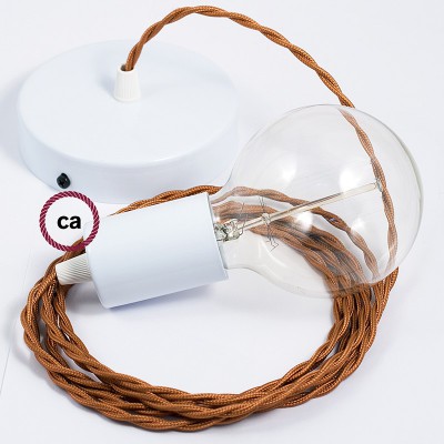 Pendel único, lámpara colgante cable textil Whiskey en tejido Efecto Seda TM22