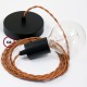 Pendel único, lámpara colgante cable textil Whiskey en tejido Efecto Seda TM22
