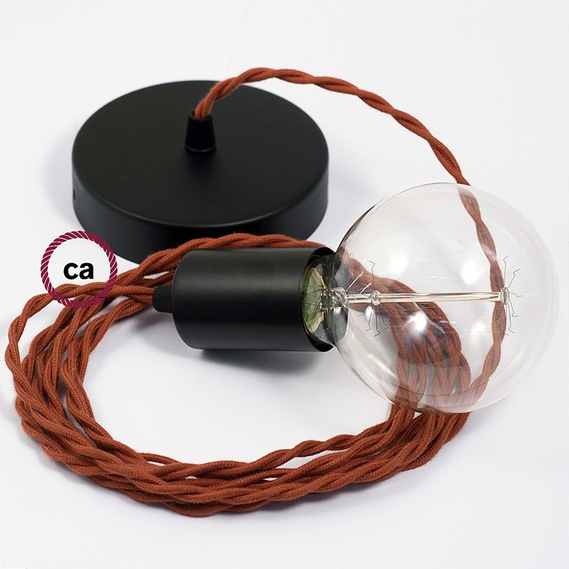 Pendel único, lámpara colgante cable textil Ciervo en Algodón TC23