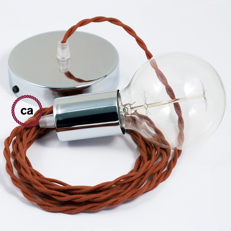 Pendel único, lámpara colgante cable textil Ciervo en Algodón TC23
