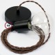 Pendel único, lámpara colgante cable textil Marrón en Algodón TC13