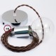 Pendel único, lámpara colgante cable textil Marrón en Algodón TC13