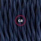 Pendel único, lámpara colgante cable textil Azul Marino en tejido Efecto Seda TM20