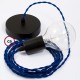 Pendel único, lámpara colgante cable textil Azul en tejido Efecto Seda TM12