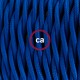 Pendel único, lámpara colgante cable textil Azul en tejido Efecto Seda TM12