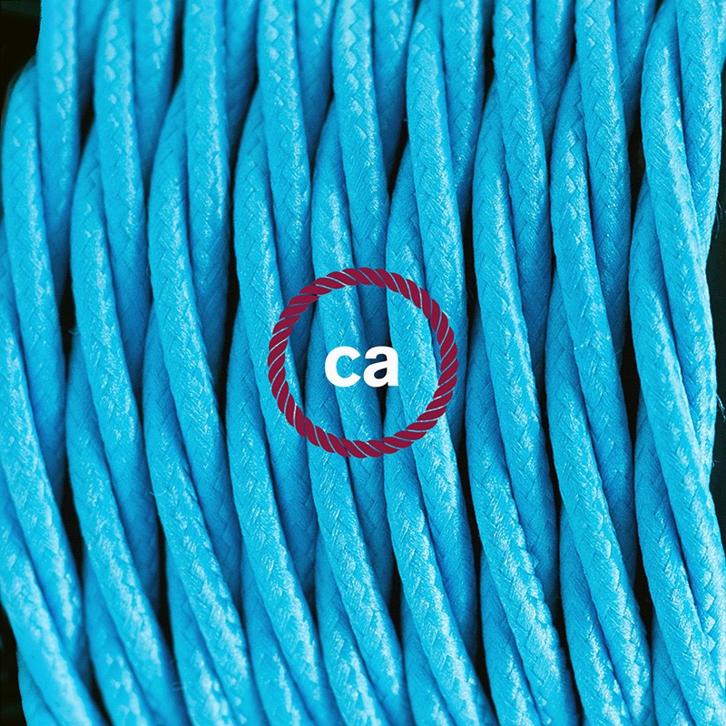 Pendel único, lámpara colgante cable textil Turquesa en tejido Efecto Seda TM11