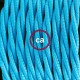 Pendel único, lámpara colgante cable textil Turquesa en tejido Efecto Seda TM11