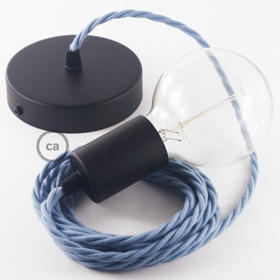 Pendel único, lámpara colgante cable textil Oceano en Algodón TC53