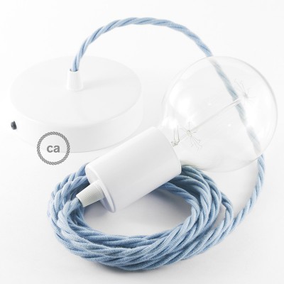Pendel único, lámpara colgante cable textil Oceano en Algodón TC53