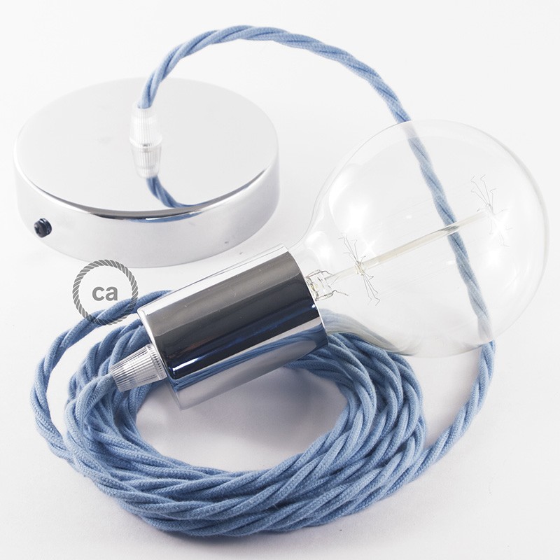 Pendel único, lámpara colgante cable textil Oceano en Algodón TC53