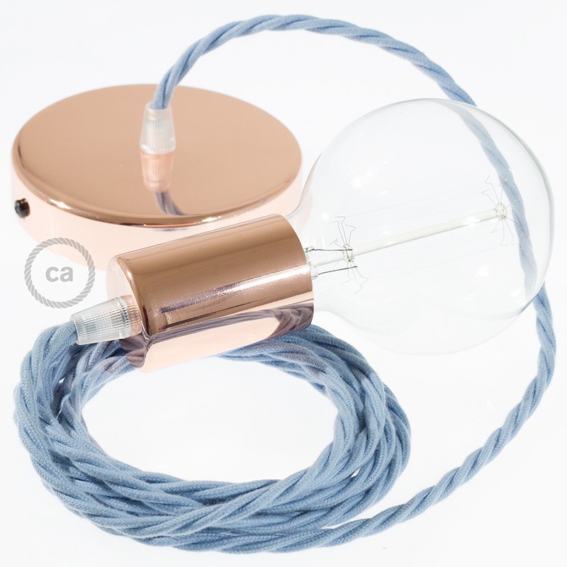 Pendel único, lámpara colgante cable textil Oceano en Algodón TC53