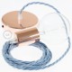Pendel único, lámpara colgante cable textil Oceano en Algodón TC53