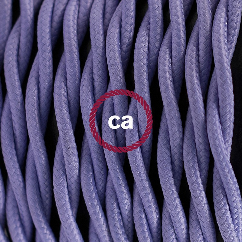 Pendel único, lámpara colgante cable textil Lila en tejido Efecto Seda TM07