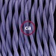 Pendel único, lámpara colgante cable textil Lila en tejido Efecto Seda TM07