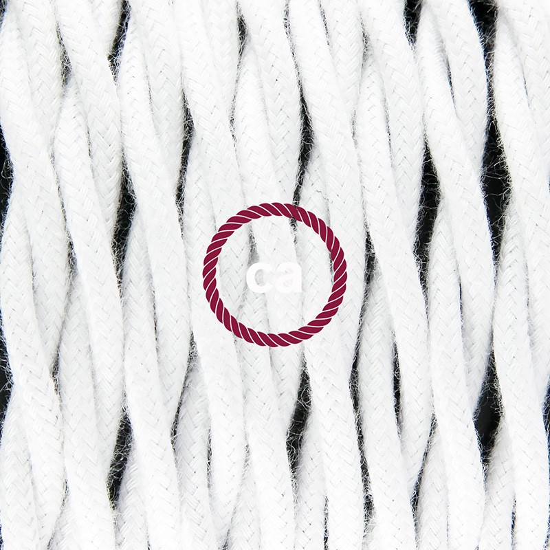 Pendel único, lámpara colgante cable textil Blanco en Algodón TC01