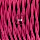 Pendel único, lámpara colgante cable textil Fuchsia en tejido Efecto Seda TM08