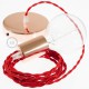 Pendel único, lámpara colgante cable textil Rojo en tejido Efecto Seda TM09