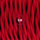 Pendel único, lámpara colgante cable textil Rojo en tejido Efecto Seda TM09