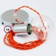 Pendel único, lámpara colgante cable textil Naranja en tejido Efecto Seda TM15