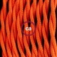 Pendel único, lámpara colgante cable textil Naranja en tejido Efecto Seda TM15