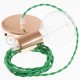 Pendel único, lámpara colgante cable textil Verde en tejido Efecto Seda TM06