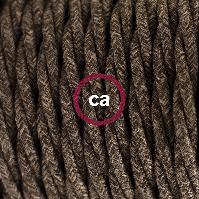 Pendel único, lámpara colgante cable textil Marrón en Lino Natural TN04