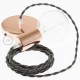 Pendel único, lámpara colgante cable textil Antracita en Lino Natural TN03